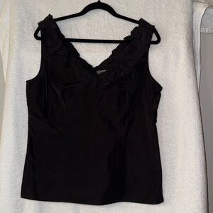 Ann Taylor Black Ruffle Detail Top